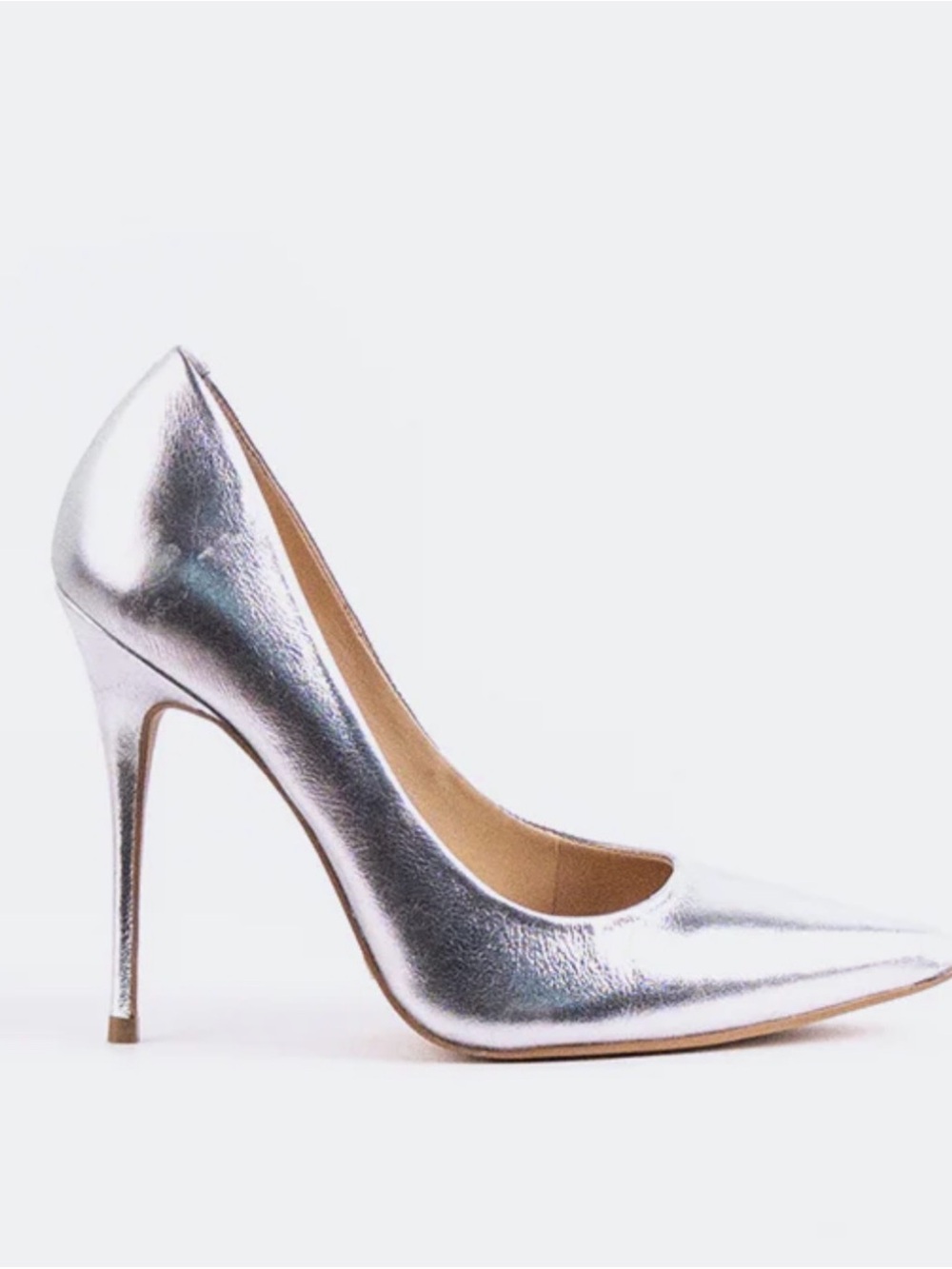 L'INTERVALLE Metallic Silver Pointed-Toe Stiletto Pump